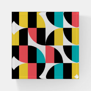 Urban, trendy, colorful, modern graphic pattern paperweight