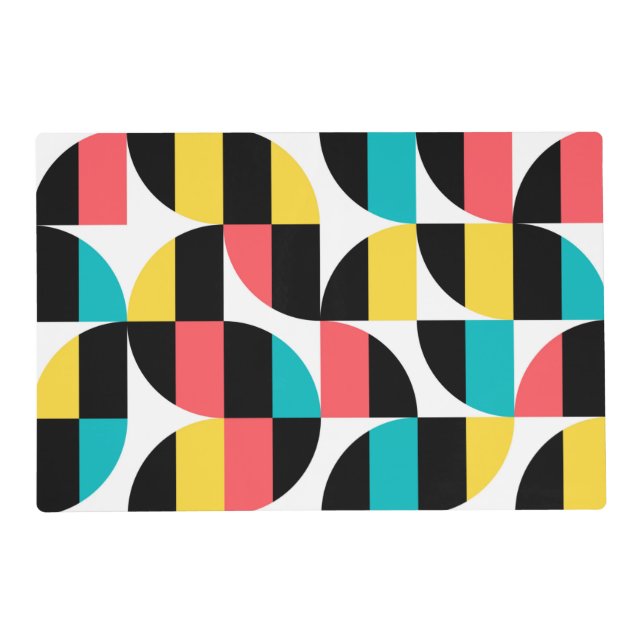 Urban, trendy, colorful, modern graphic pattern placemat (Back)