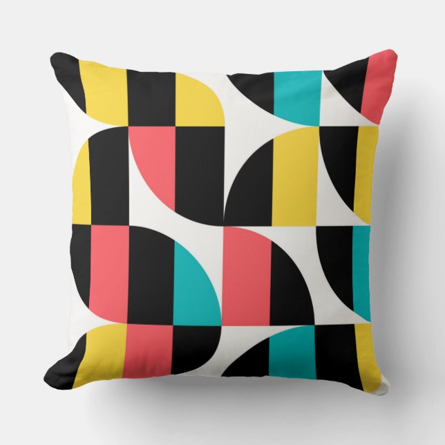Urban, trendy, colorful, modern graphic pattern throw pillow (Front)