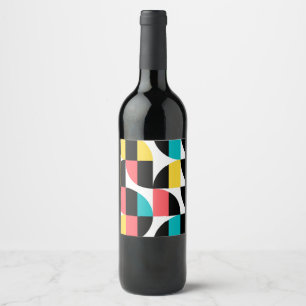 Urban, trendy, colorful, modern graphic pattern wine label