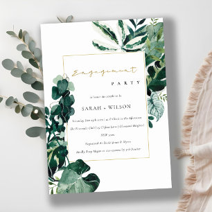 URBAN TROPICAL MONSTERA FOLIAGE EGAGEMENT INVITE