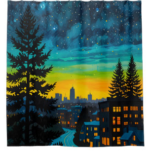 Urban Twilight Glow Shower Curtain