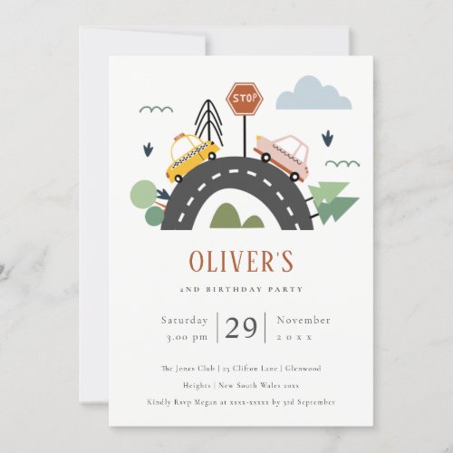 Urban Vehicle Cars Road Any Age Birthday Invite