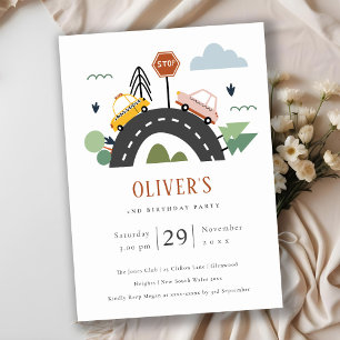 Urban Vehicle Cars Road Any Age Birthday Invite