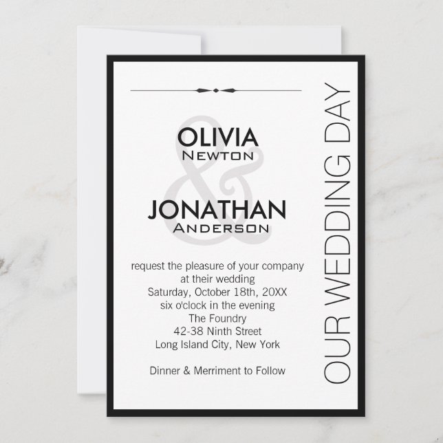 Urban Vibe Black and White Wedding Invitation (Front)