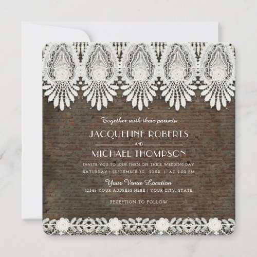 Urban Warehouse Rustic Lace Industrial Brick Invitation