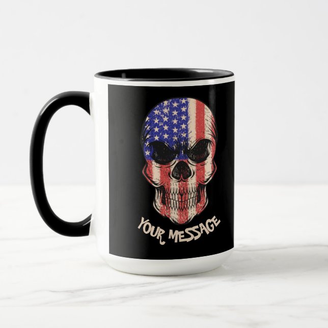 Urban Warrior American Skull Your Text Message Mug (Left)