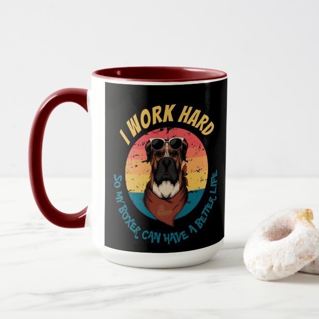 Urban Warrior BOXER  I WORK HARD  Mug (With Donut)
