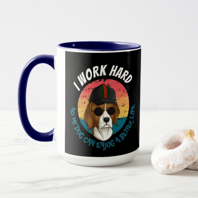 Urban Warrior IWORK HARD HOUND! Mug (With Donut)