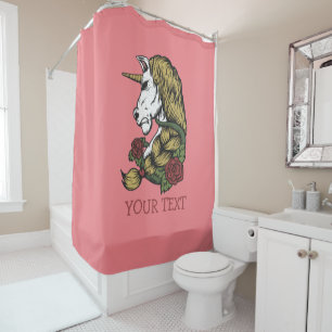 Urban Warrior Unicorn Rose Bath Towel Set Shower Curtain