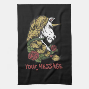 Urban Warrior Unicorn Rose Kitchen Towel