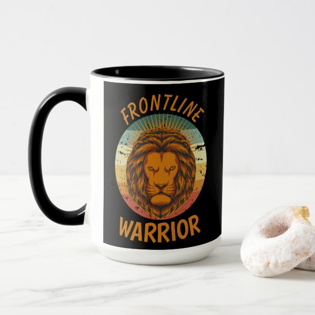 Urban Warrior Yellow Lion Frontline Warrior Mug (With Donut)