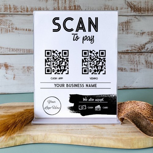 Urban white 2 QR codes masculine scan to pay Poster