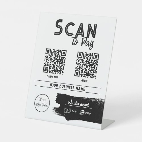 Urban white 2 QR codes tatttoo shop scan to pay Pedestal Sign