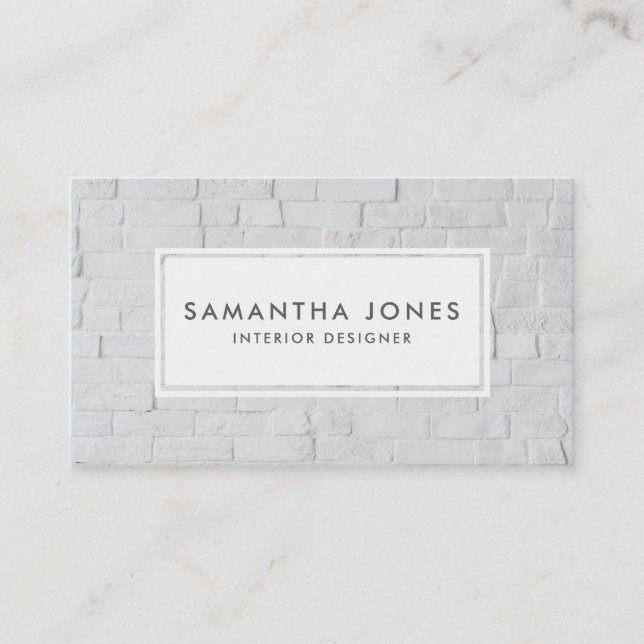 Urban White Brick Simple Modern Interior Designer Business Card (Front)