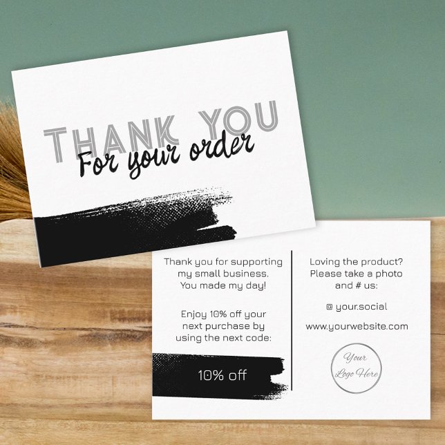 Urban white with logo hipster thank you note  business card (Creator Uploaded)