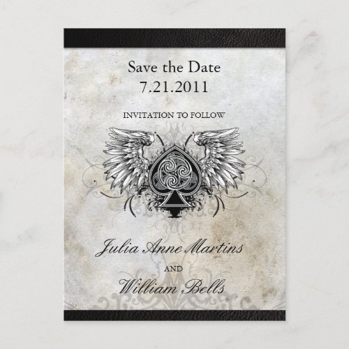 Urban Winged Celtic Knot Save the Date Postcards