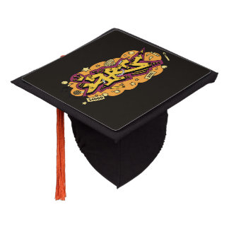 Urban Yellow and Orange Graffiti Handwriting Skate Graduation Cap Topper