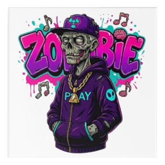 Urban Zombie Streetwear Graphic - Hip Hop Skeleton Acrylic Print