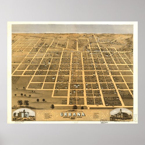 Urbana Champaign County Illinois 1869 Poster