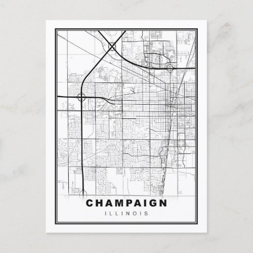 Urbana_Champaign Map Postcard