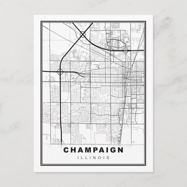 Urbana-Champaign Map Postcard (Front)