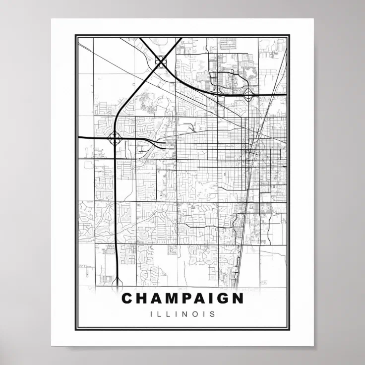 Urbana Champaign Map Poster Zazzle 3054