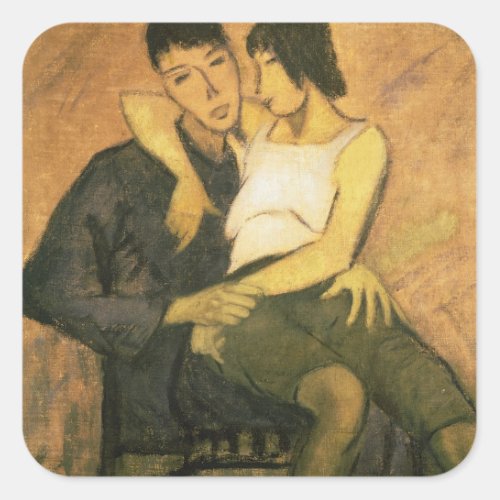 Urbanite Couple 1920 oil on canvas Square Sticker