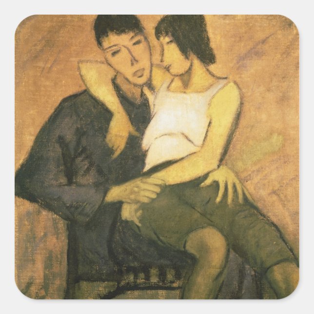 Urbanite Couple, 1920 (oil on canvas) Square Sticker (Front)