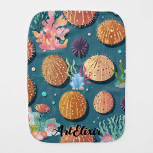 Urchin Coral Print Baby Burp Cloth