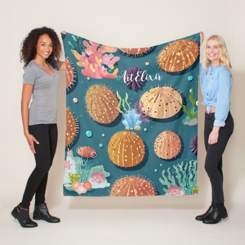 Urchin Coral Print Fleece Blanket