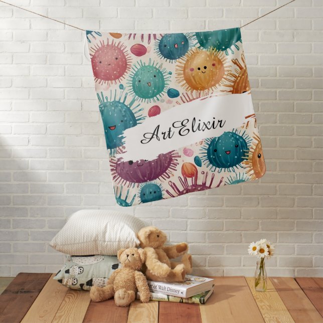 Urchin Watercolor Print Baby Blanket (In Situ)