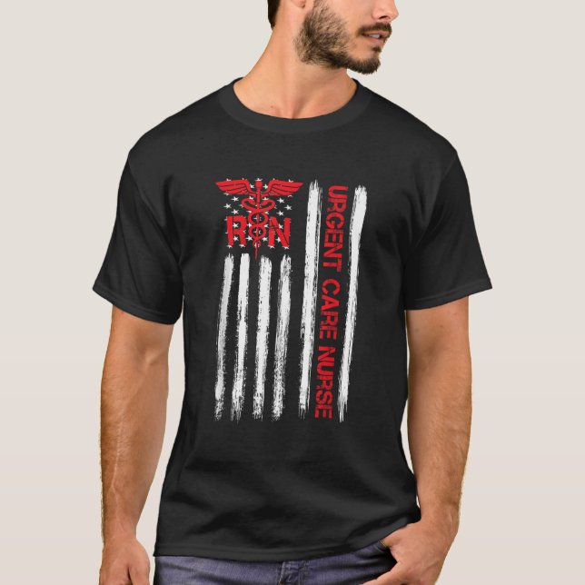 Urgent Care Nurse American Flag RN Registered Nurs T-Shirt (Front)