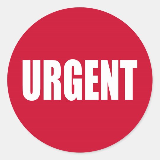 Urgent Classic Round Sticker | Zazzle.com