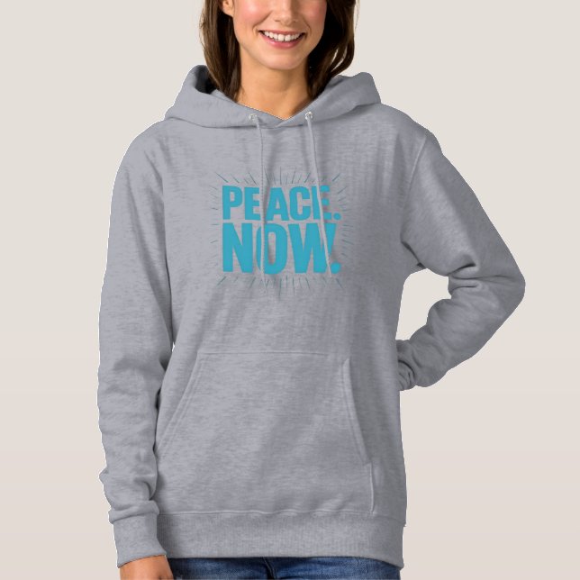 Urgent "PEACE. NOW." Graphic T-Shirt Hoodie (Front)