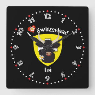 Uri Switzerland Suisse Svizzera Svizra Switzerland Square Wall Clock