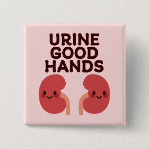 Urine Good Hands – Cute Smiling Kidney Design Button