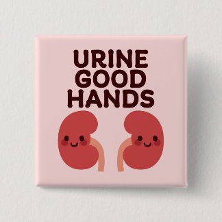 Urine Good Hands – Cute Smiling Kidney Design Button