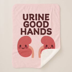 Urine Good Hands – Cute Smiling Kidney Design Sherpa Blanket