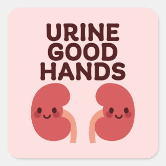 Urine Good Hands – Cute Smiling Kidney Design Square Sticker