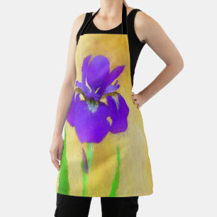 urple Bearded Iris Painting - Original Flower Art Apron