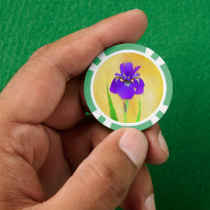 urple Bearded Iris Painting - Original Flower Art Poker Chips
