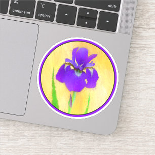urple Bearded Iris Painting - Original Flower Art Sticker