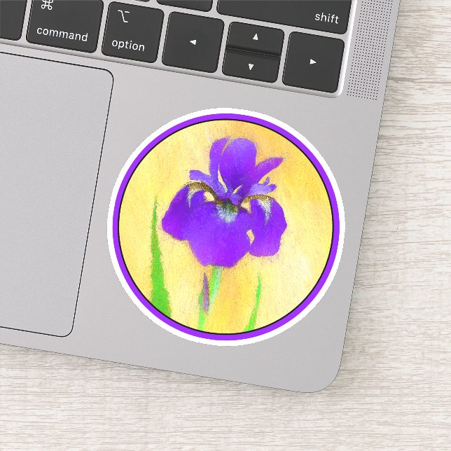 urple Bearded Iris Painting - Original Flower Art Sticker (Detail)