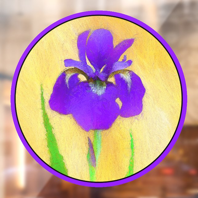 urple Bearded Iris Painting - Original Flower Art Window Cling (Sheet 2)
