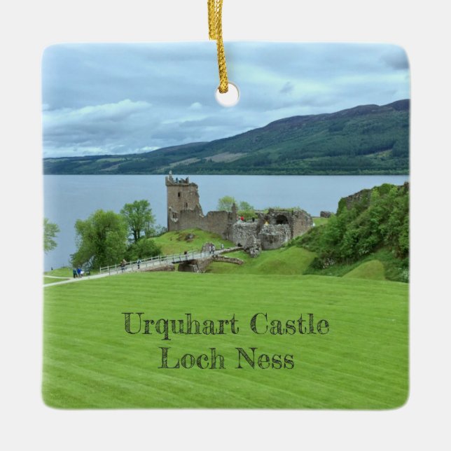 Urquhart Castle Loch Ness Scotland Landscape Photo Ceramic Ornament (Front)