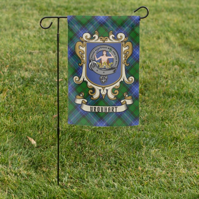 Urquhart Clan Badge & Tartan Personalized  Garden Flag (In SItu)