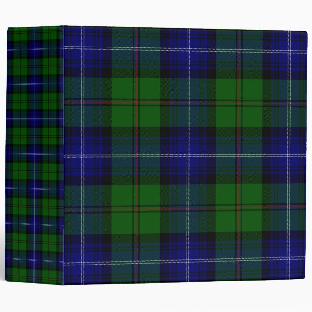Urquhart tartan blue green plaid 3 ring binder (Front/Spine)