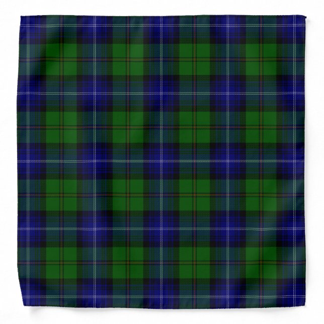 Urquhart tartan blue green plaid bandana (Front)