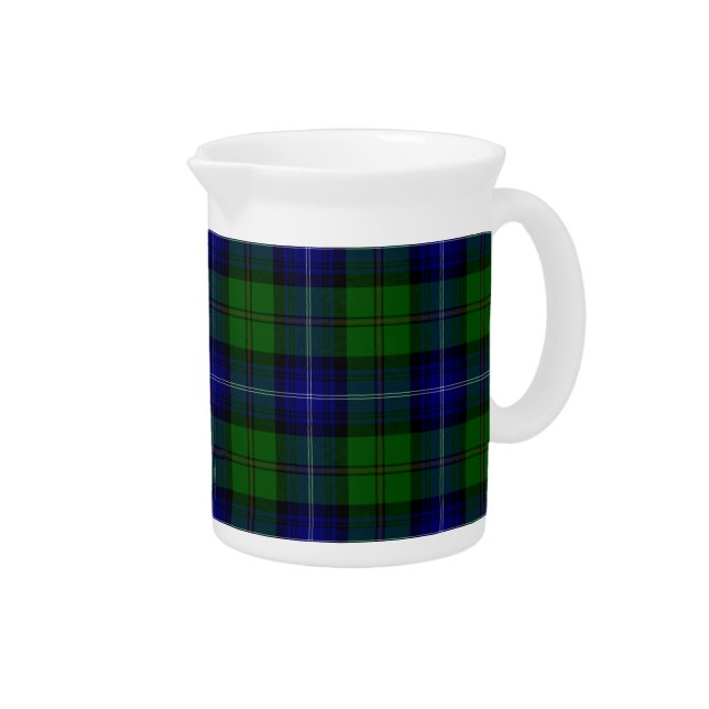 Urquhart tartan blue green plaid beverage pitcher (Right)